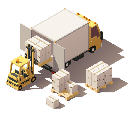57322738-vector-isometric-icon-set-or-infographic-element-representing-box-truck-or-cube-truck-and-forklift-l